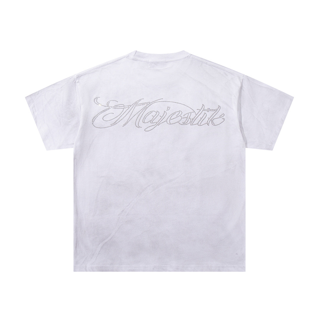 Off‑White Washed Vintage Eagle Tour Graphic Band‑Style T‑Shirt
