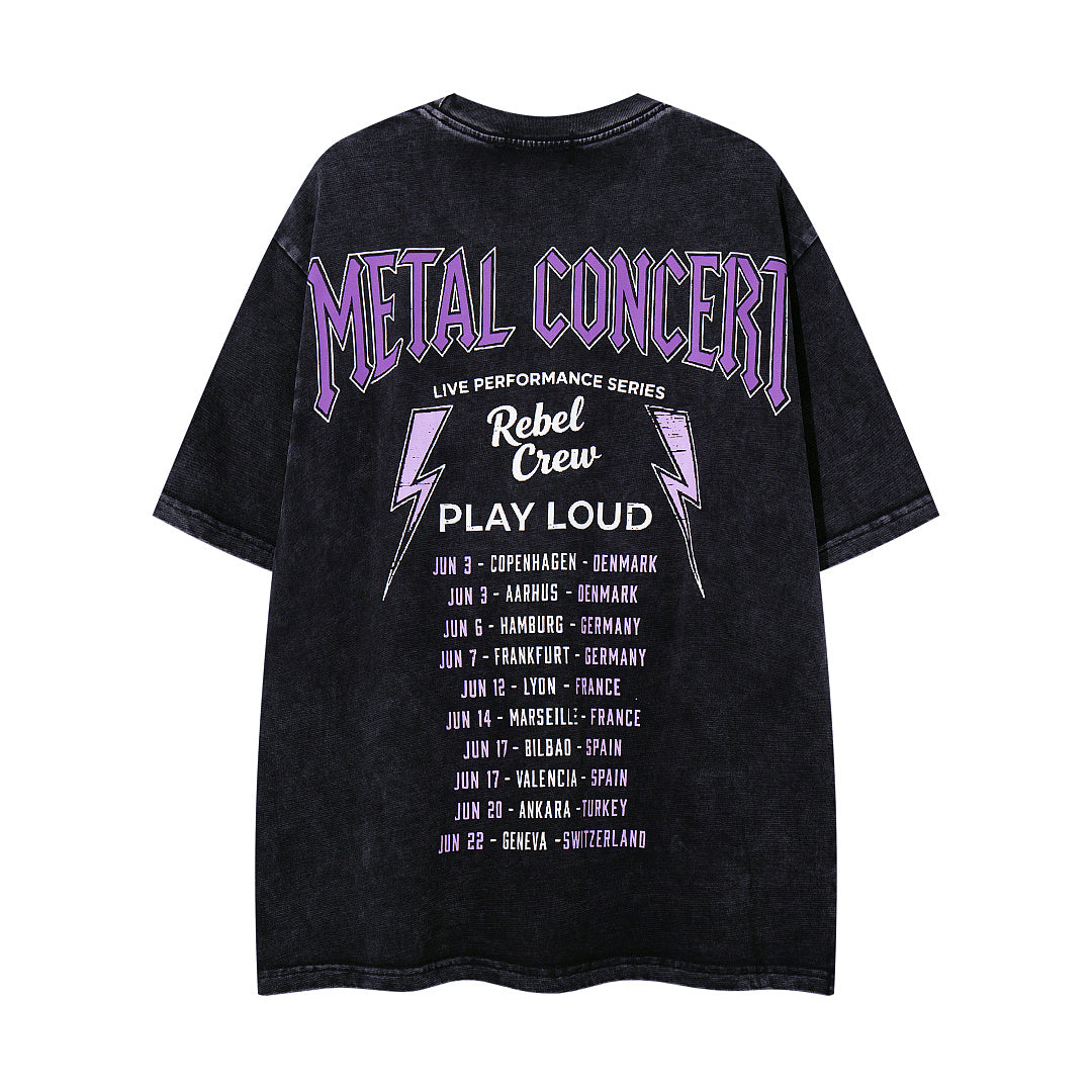 Vintage Black Metal Concert Car Double‑Sided Graphic T‑Shirt