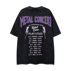 Vintage Black Metal Concert Car Double‑Sided Graphic T‑Shirt