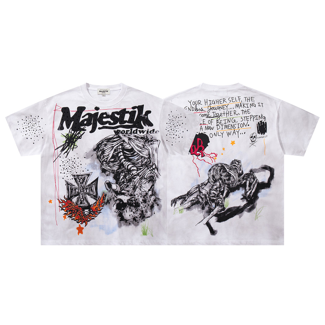 White Washed Graffiti Street Art Vintage Graphic T‑Shirt