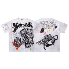 White Washed Graffiti Street Art Vintage Graphic T‑Shirt