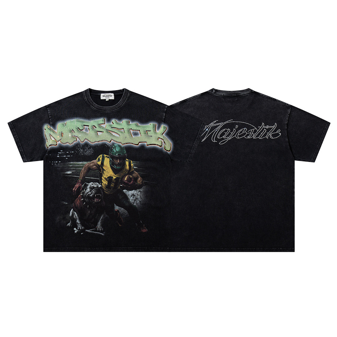 Black Washed Vintage Double‑Sided Portrait Band‑Style Graphic T‑Shirt