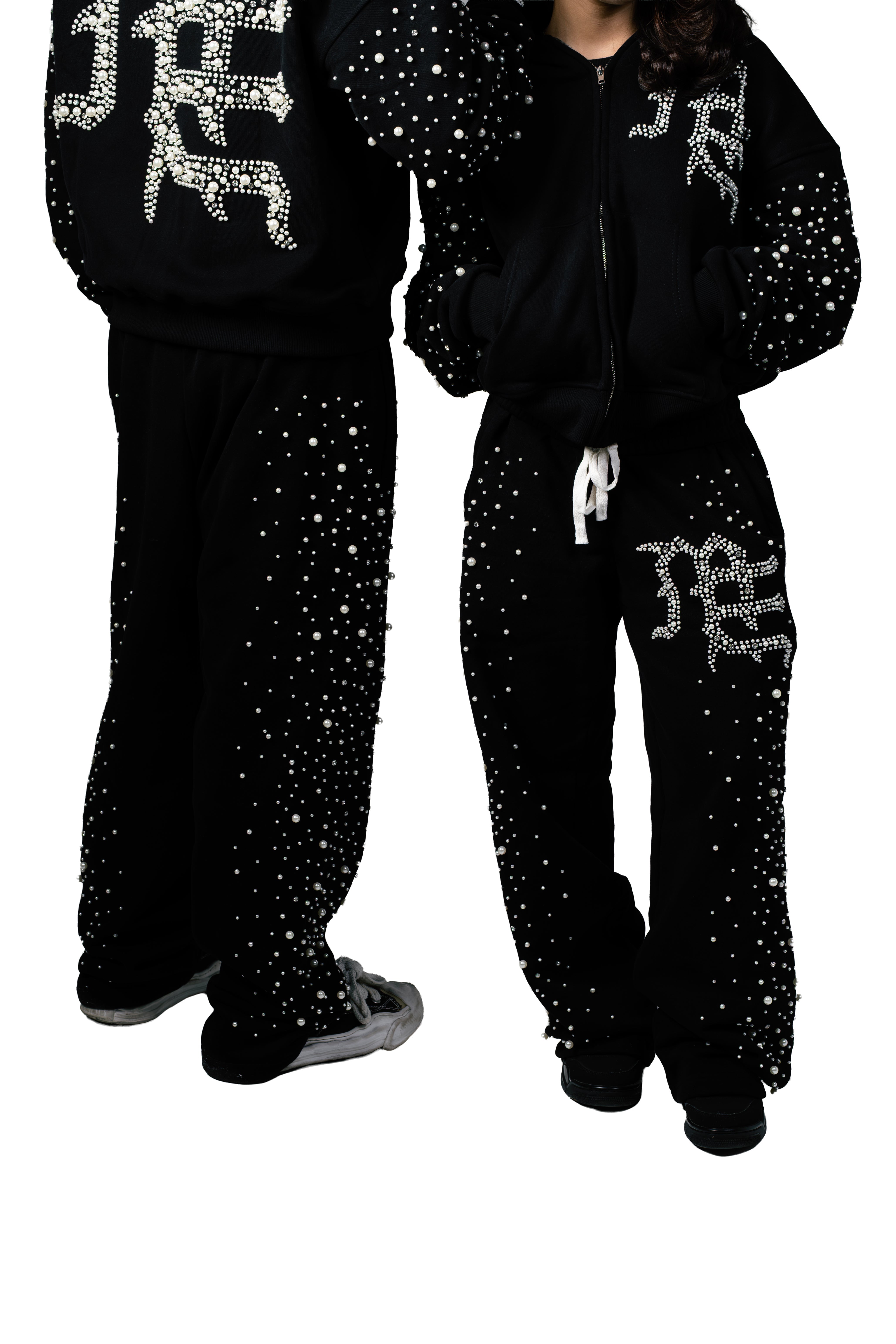 Y2K Bling Rhinestone Graphic Baggy Sweatpants Men Hip‑Hop Street Pants