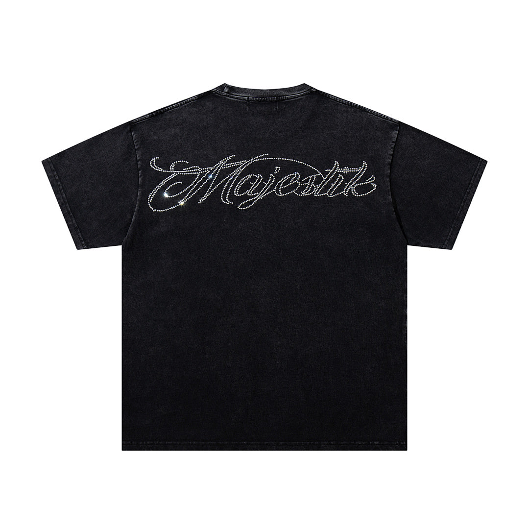 Black Washed Vintage Double‑Sided Portrait Band‑Style Graphic T‑Shirt