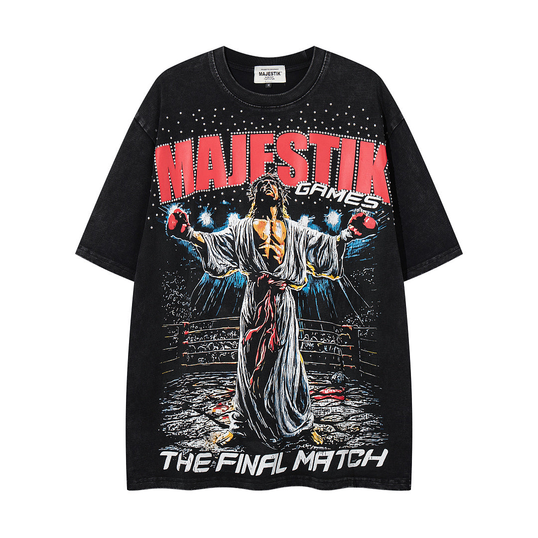 Vintage Black Majestik Games Graphic Short‑Sleeve T‑Shirt