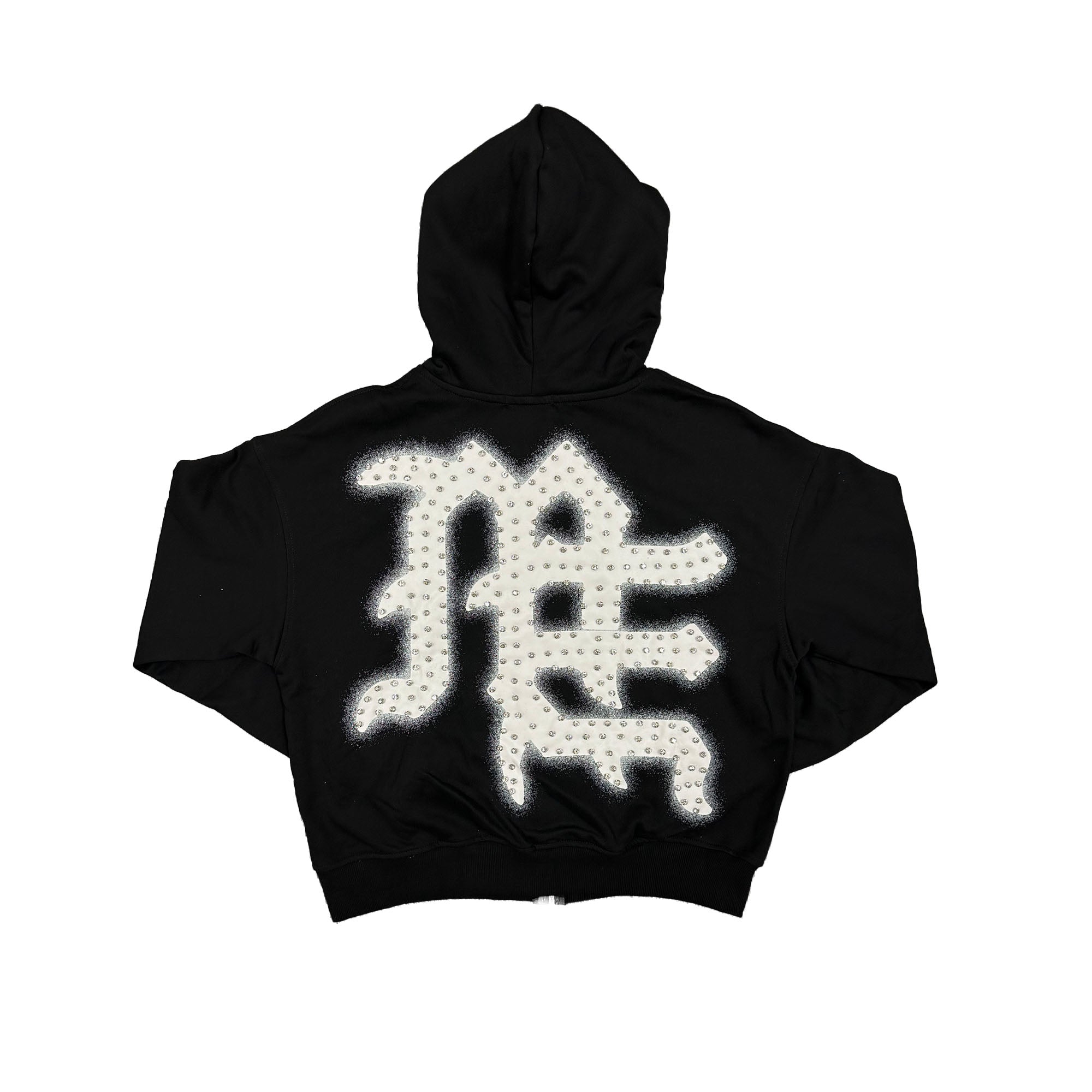 Underground Street Style Statement Letter Zip‑Up Oversized Hoodie