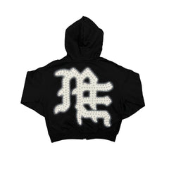 Underground Street Style Statement Letter Zip‑Up Oversized Hoodie