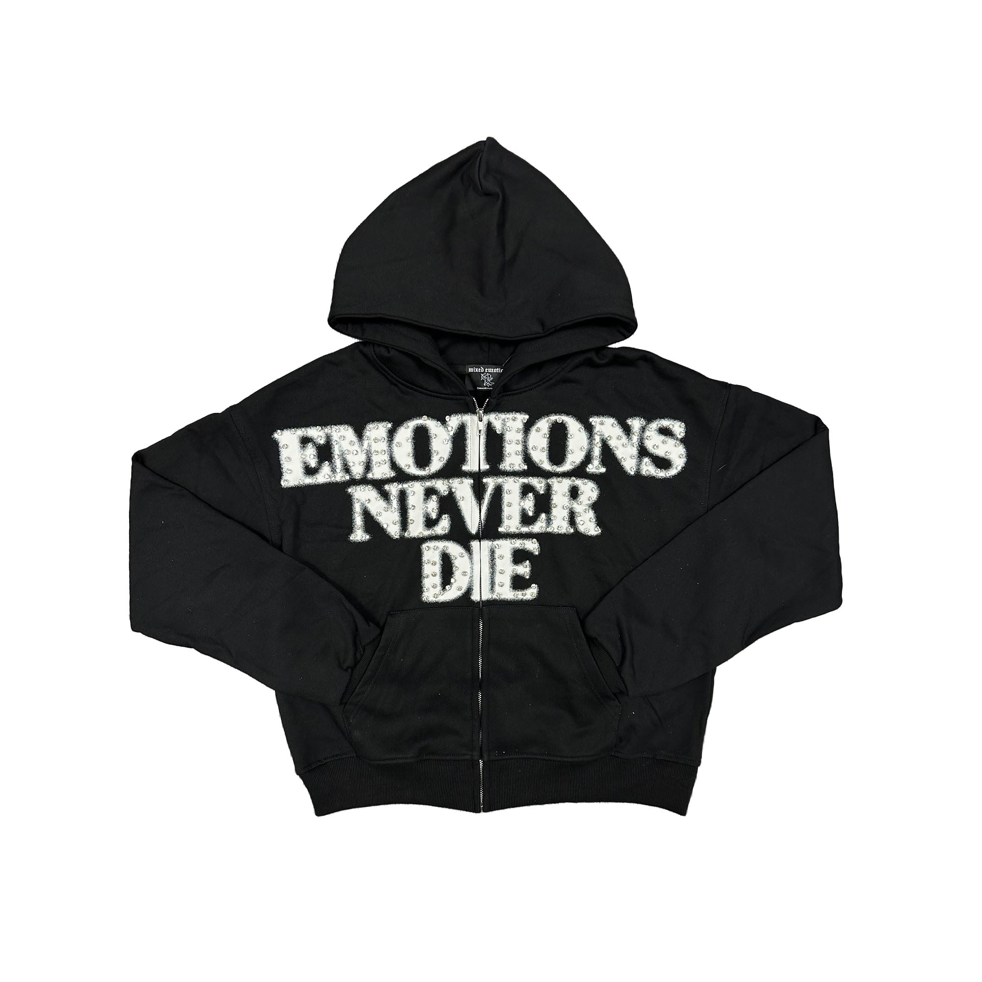 Underground Street Style Statement Letter Zip‑Up Oversized Hoodie