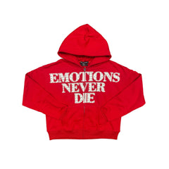 Red Letter Graphic Full Zip Hoodie Men Streetwear Zip‑Up Hooded Sweatshirt