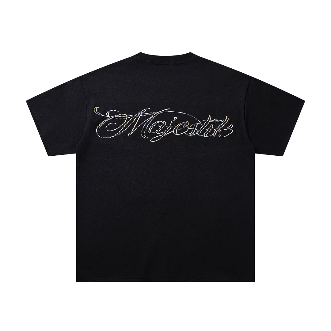 Vintage Black MAJESTIC Racing Car Graphic T‑Shirt