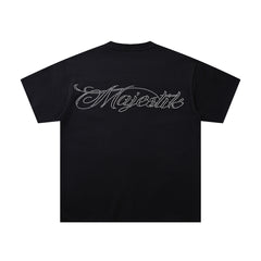 Vintage Black MAJESTIC Racing Car Graphic T‑Shirt