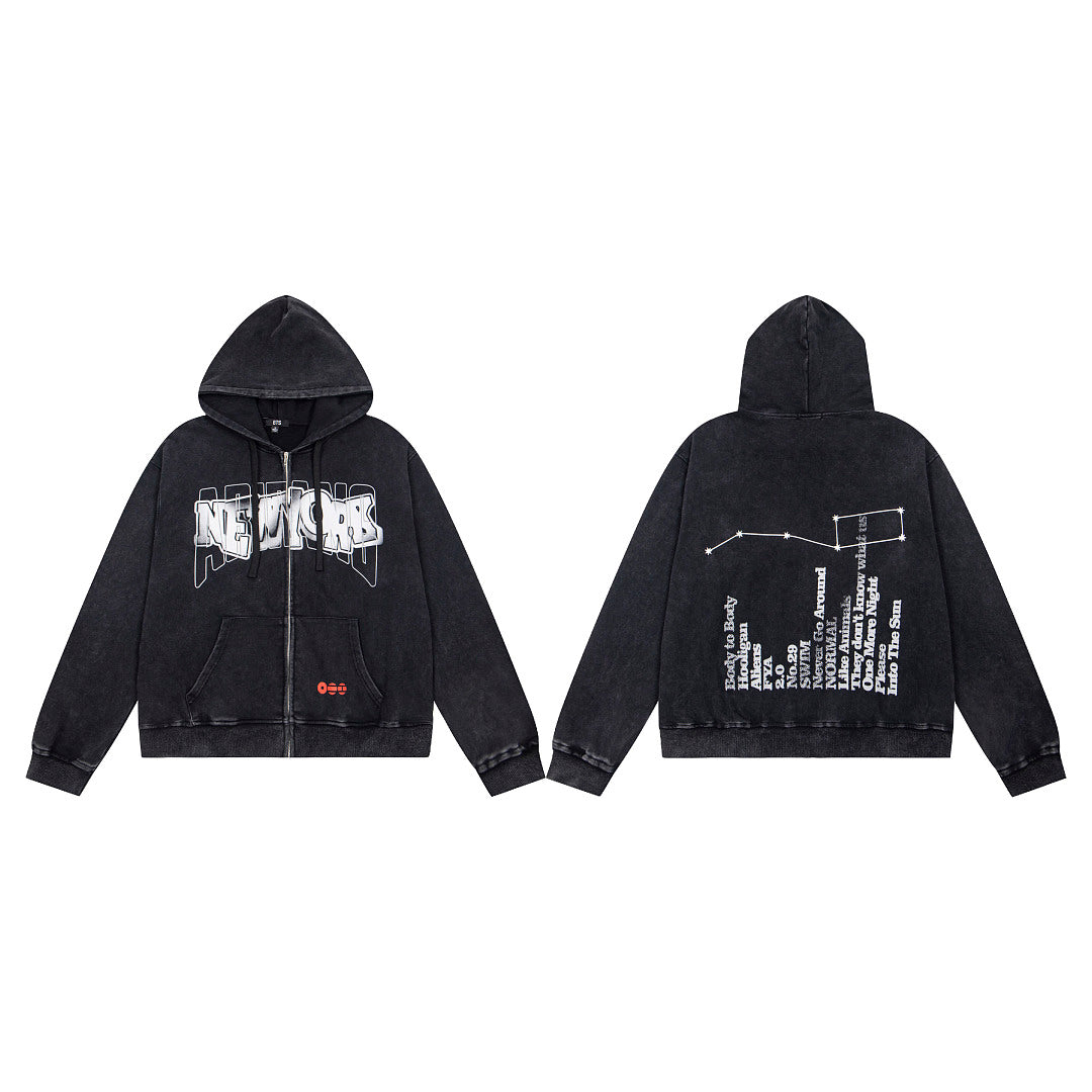 Vintage New York City Graphic Full‑Zip Hoodie