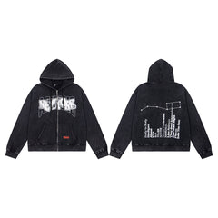 Vintage New York City Graphic Full‑Zip Hoodie