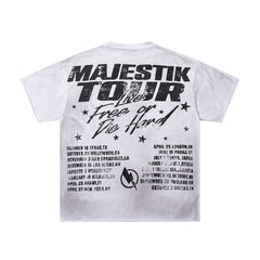 Off‑White Washed Vintage Statue Of Liberty Tour Poster Double‑Sided Band‑Style T‑Shirt