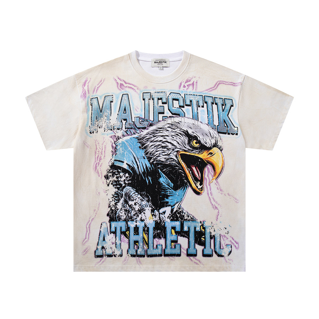 Off‑White Washed Vintage Eagle Number 27 Athletic Double‑Sided Graphic Band‑Style T‑Shirt