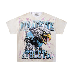 Off‑White Washed Vintage Eagle Number 27 Athletic Double‑Sided Graphic Band‑Style T‑Shirt