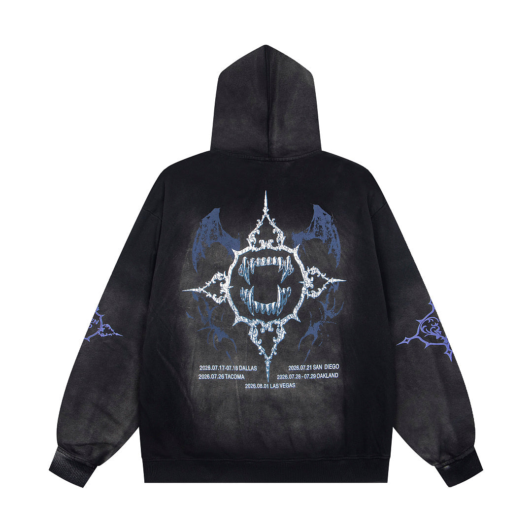 Vintage Black Blood Saga Full‑Zip Hoodie