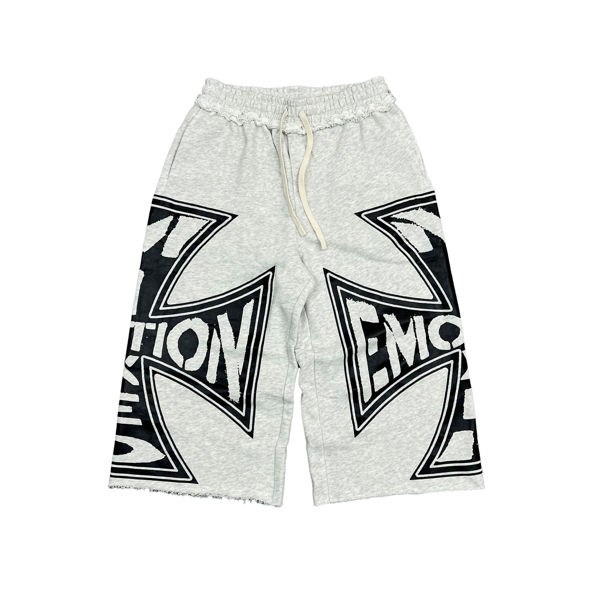 Y2K Street Style Grey Fleece Drawstring Loose Fit Sweat Shorts