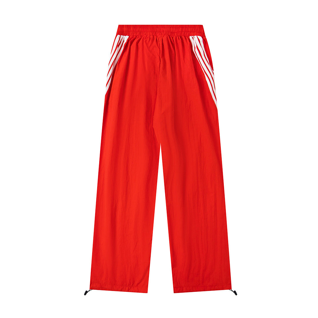 Black Red Gothic Graphic Wide‑Leg Sweat Pants Urban Streetwear Trousers