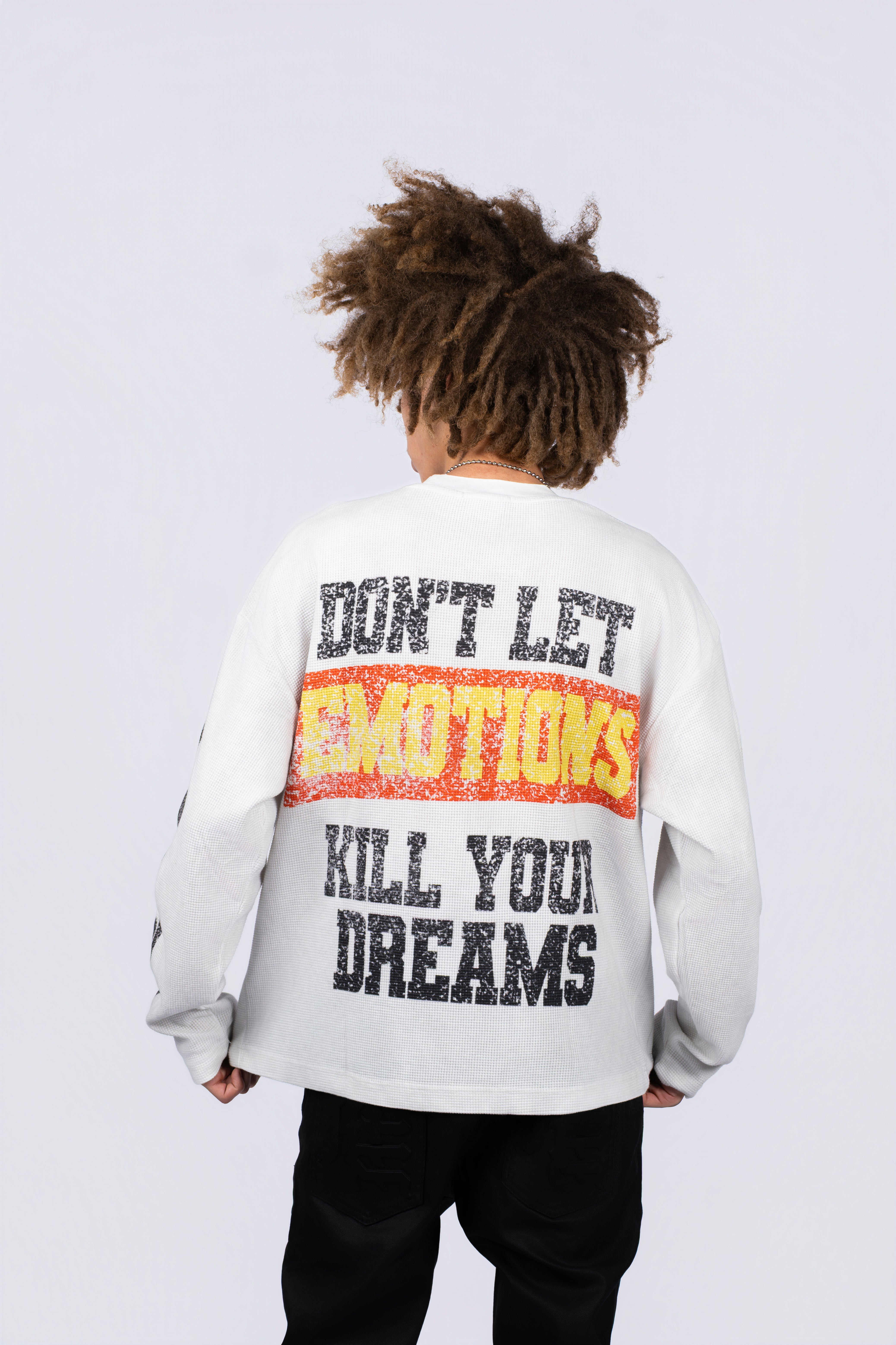 Vintage Wash Spliced Sleeve Graphic Cropped Long Sleeve T‑Shirt