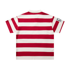 Vintage Red‑White Stripe MAJESTIC Rugby Polo Shirt