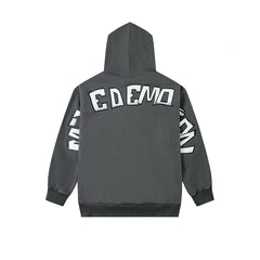 Vintage Cartoon Face Graphic Hoodie Charcoal Grey Oversized Streetwear Pullover Sweatshirt