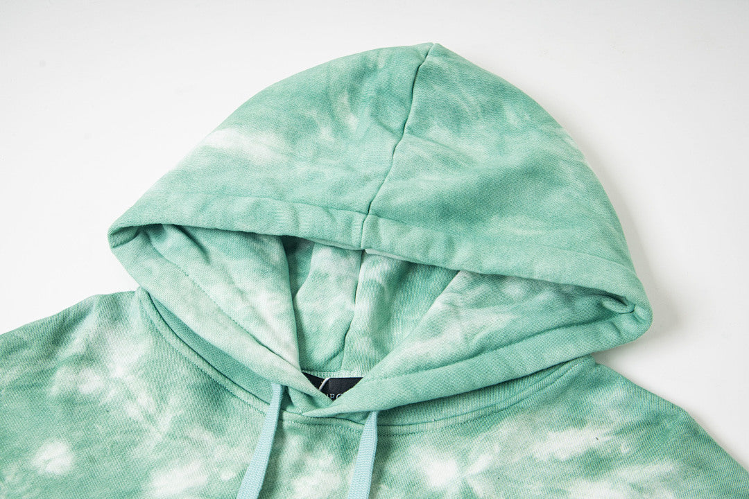 Vintage Green Tie‑Dye Stained‑Glass Church Window Zip‑Up Hoodie
