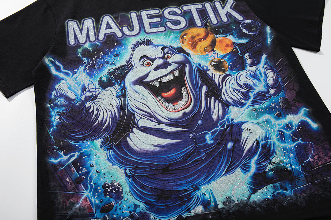 Black Vintage Lightning Gorilla Band‑Style Graphic T‑Shirt