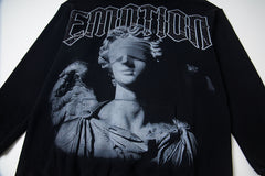 Black Vintage Angel Gothic Pullover Oversized Hoodie Urban Streetwear Sweatshirt