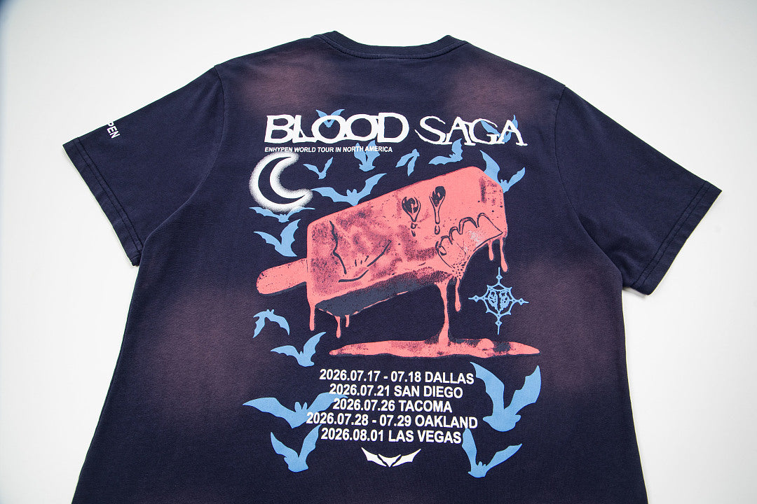 Vintage Faded Blood Saga Graphic T‑Shirt
