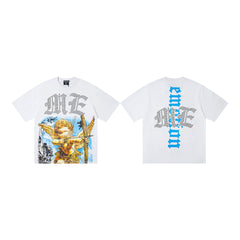 Vintage Golden Angel Graphic T‑Shirt White Oversized Streetwear Tee