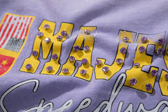 Lavender Washed Racing Theme Majestik Vintage Graphic T‑Shirt