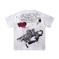 White Washed Graffiti Street Art Vintage Graphic T‑Shirt