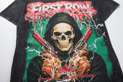 Vintage Black FIRST ROW Grim Reaper Skull Double‑Sided Graphic T‑Shirt