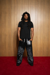 Hip‑Hop Abstract Art Print Wide Leg Baggy Sweatpants Men Casual Bottoms
