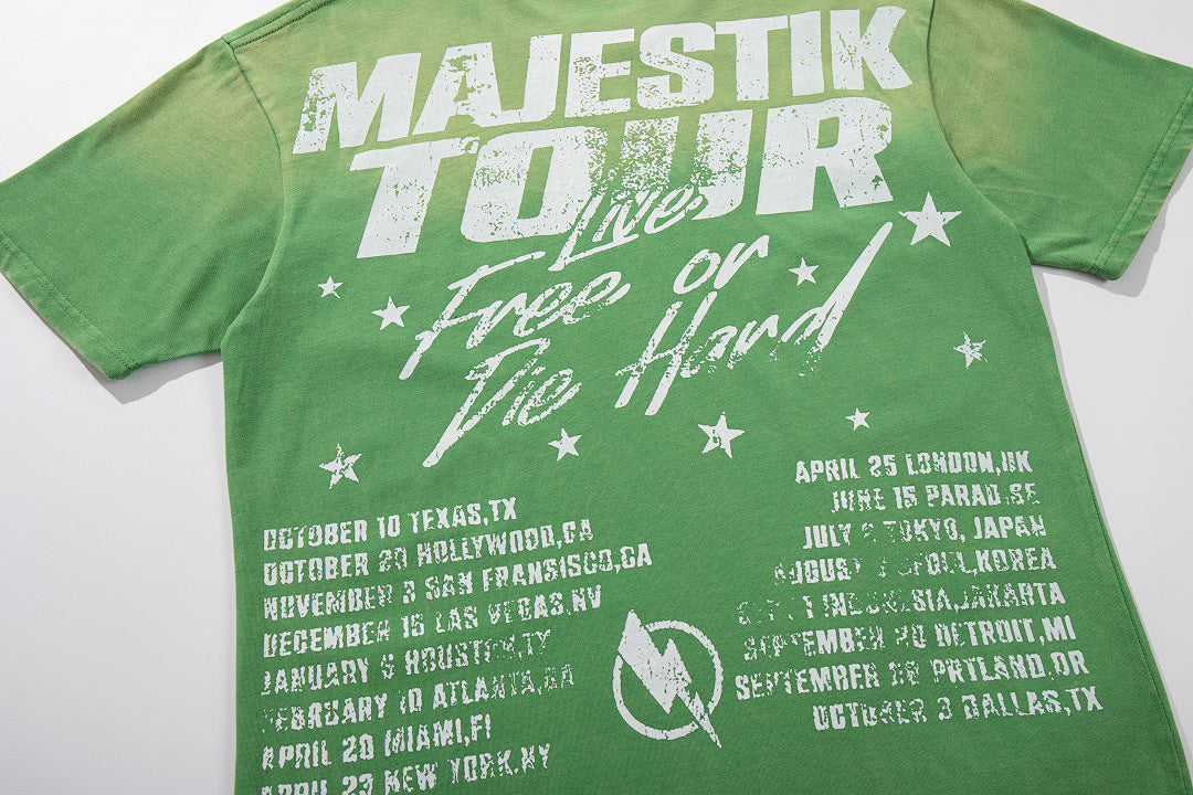 Green Washed Vintage Tour Cruise City Double‑Sided Band‑Style Graphic T‑Shirt