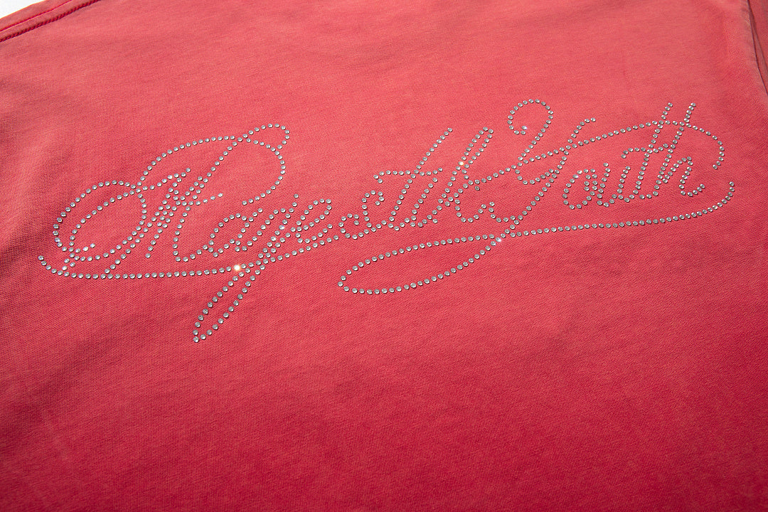 Vintage Red Retro Portrait Letter Graphic T‑Shirt