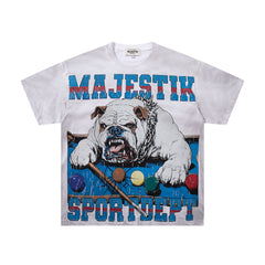 Off‑White Washed Vintage Bulldog Graphic Band‑Style T‑Shirt