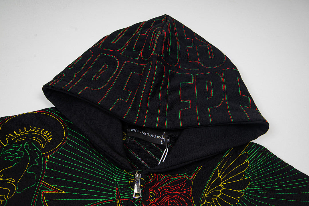 Vintage Black Dragon Tapestry Full‑Zip Hoodie