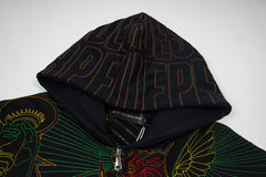 Vintage Black Dragon Tapestry Full‑Zip Hoodie