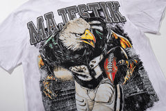 Off‑White Washed Vintage Eagle Tour Graphic Band‑Style T‑Shirt