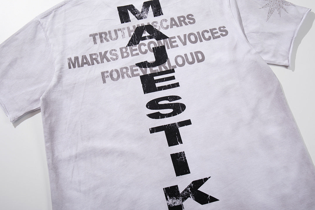 Off‑White Washed Vintage Hand Graphic Double‑Sided Band‑Style T‑Shirt