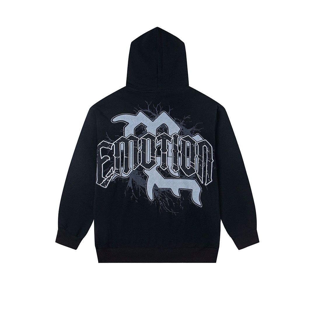 Black Vintage Angel Gothic Pullover Oversized Hoodie Urban Streetwear Sweatshirt