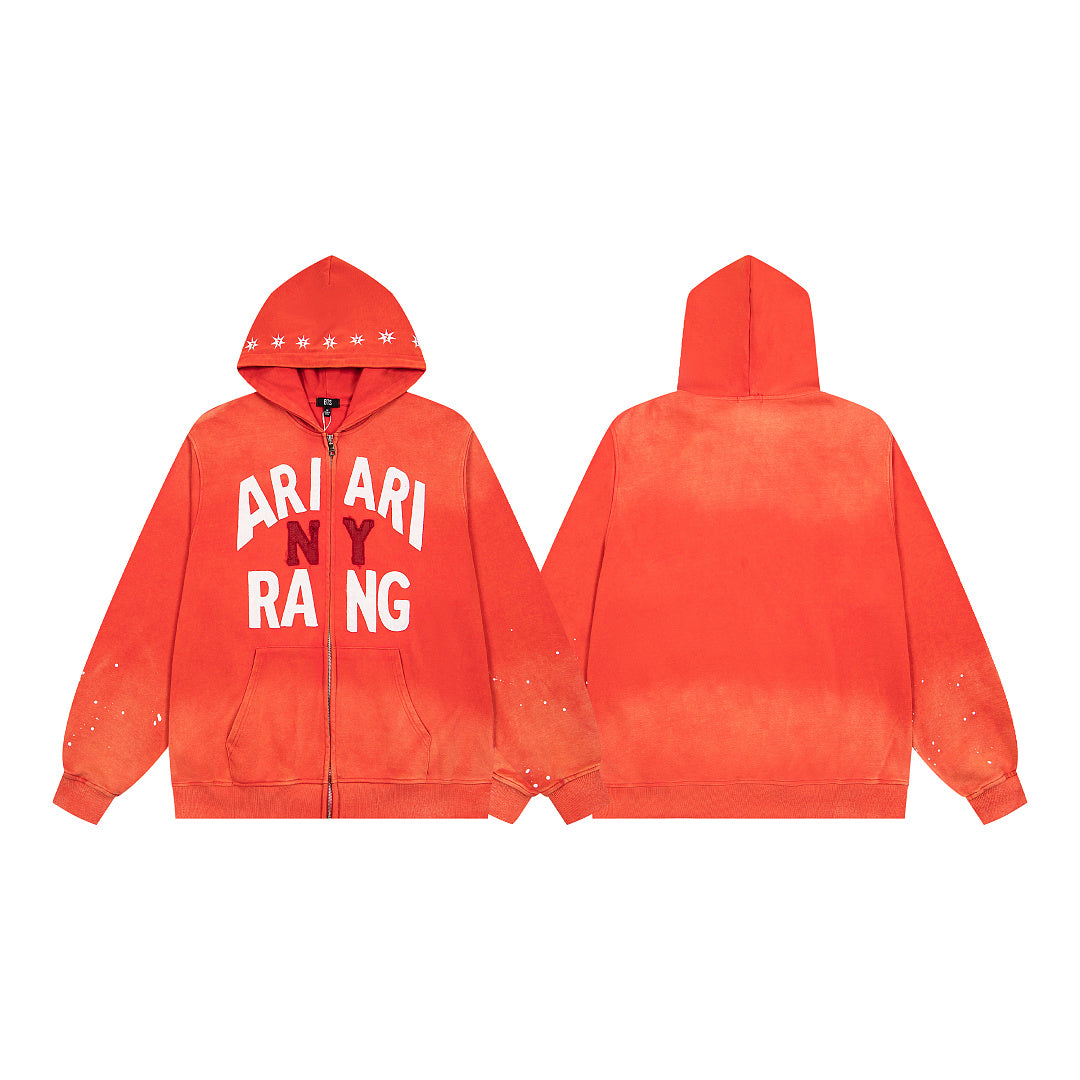 Vintage Orange ARIARI RANG Full‑Zip Hoodie