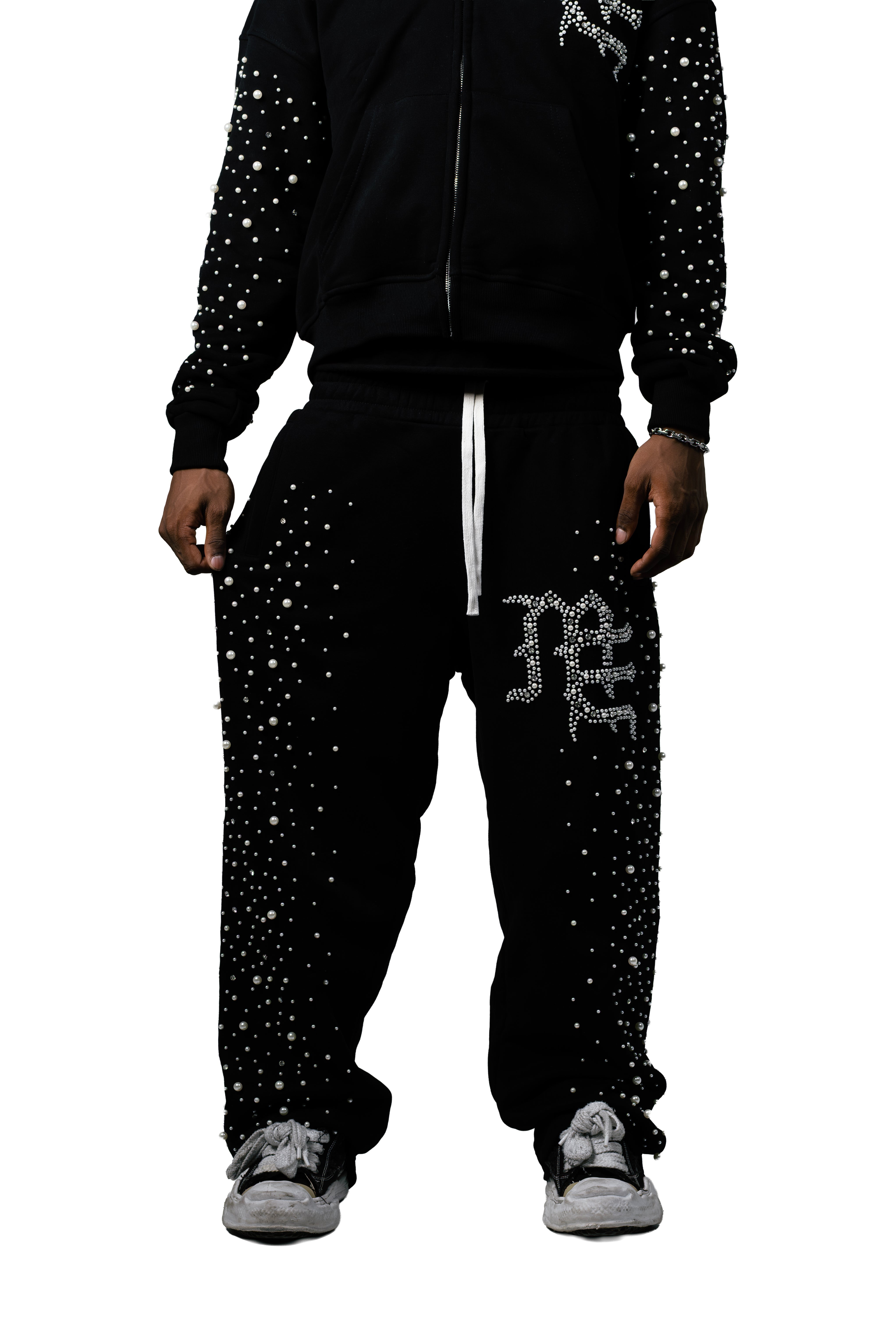 Y2K Bling Rhinestone Graphic Baggy Sweatpants Men Hip‑Hop Street Pants