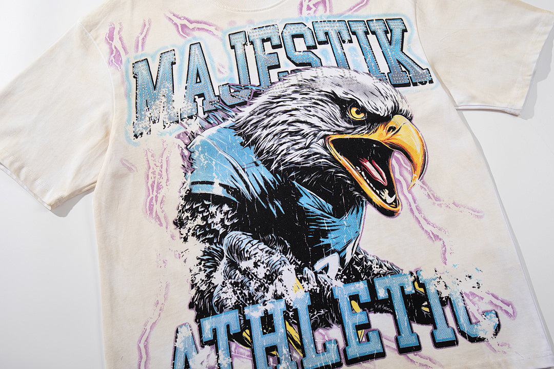 Off‑White Washed Vintage Eagle Number 27 Athletic Double‑Sided Graphic Band‑Style T‑Shirt