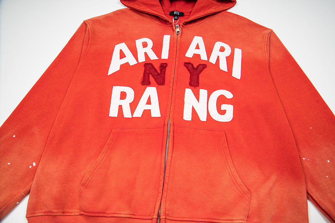 Vintage Orange ARIARI RANG Full‑Zip Hoodie