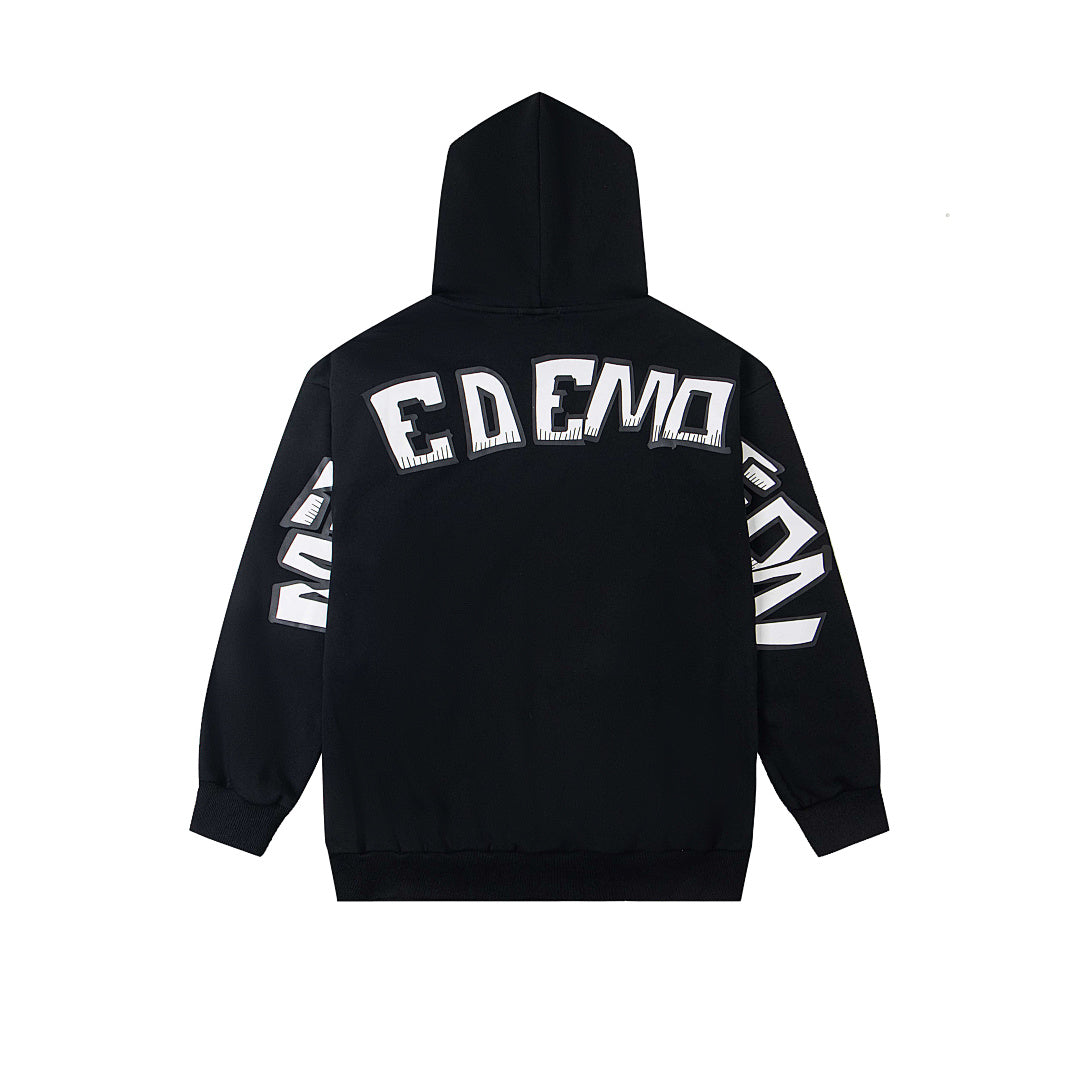 Black Vintage Cartoon Graphic Oversized Hoodie Gothic Streetwear Sweatshirt