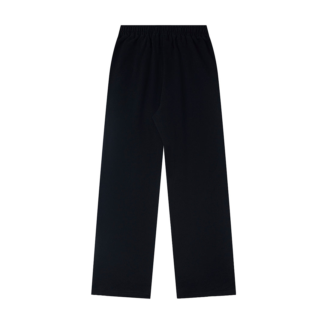 Black Straight Sweat Pants With Red Gothic Letter Print Urban Streetwear