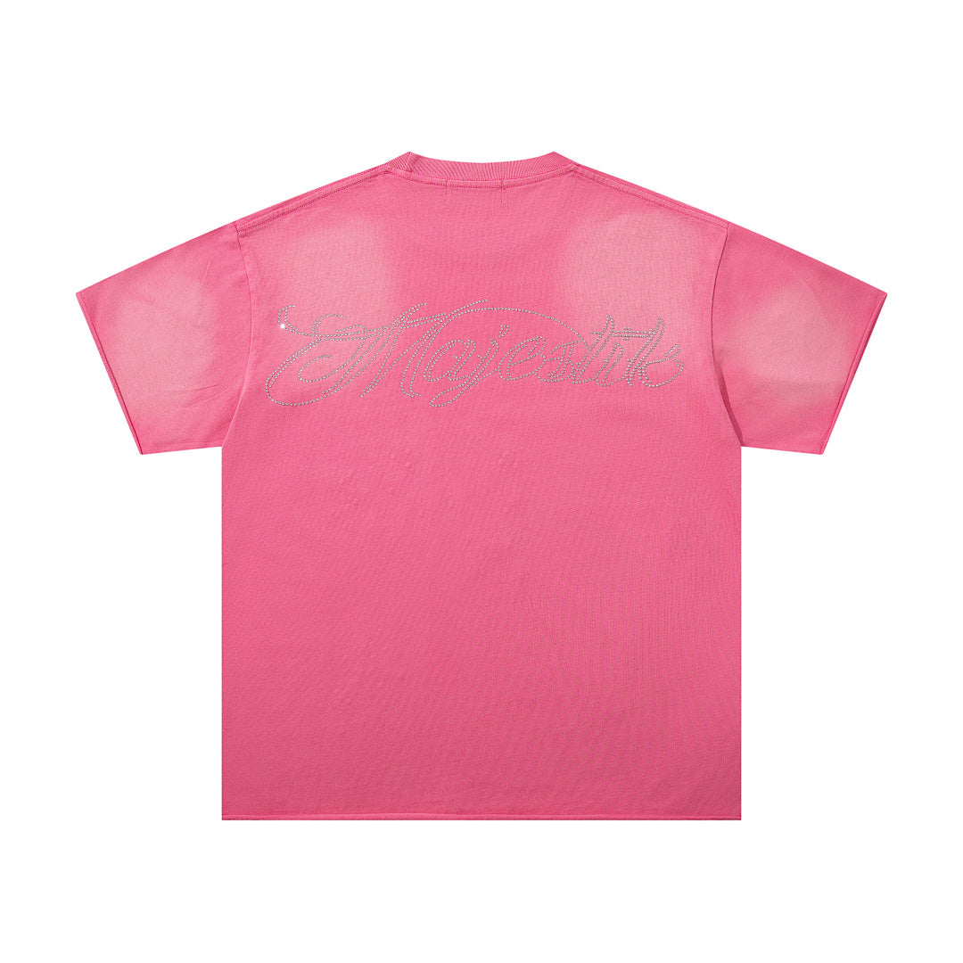 Pink Washed Vintage Portrait Band‑Style Graphic T‑Shirt